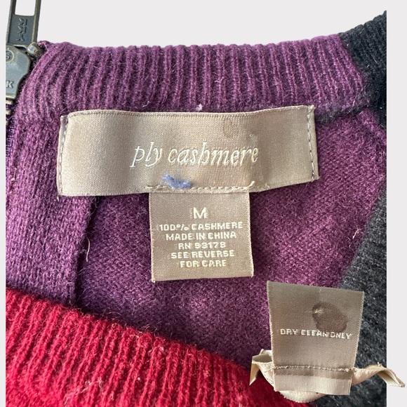 Ply Cashmere Brand 100% Cashmere Back Zip Sweater, Size M, Burgundy Purple - Picture 7 of 10
